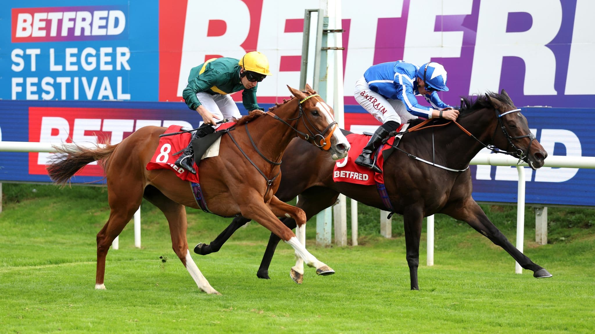 Santorini Star ridden by Tom Marquand (right) wins the Betfred Park Hill Fillies' Stakes at Doncaster last year