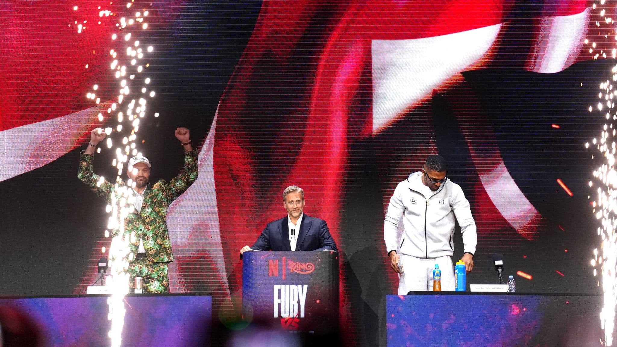 Tyson Fury and Anthony Joshua at their opening press conference