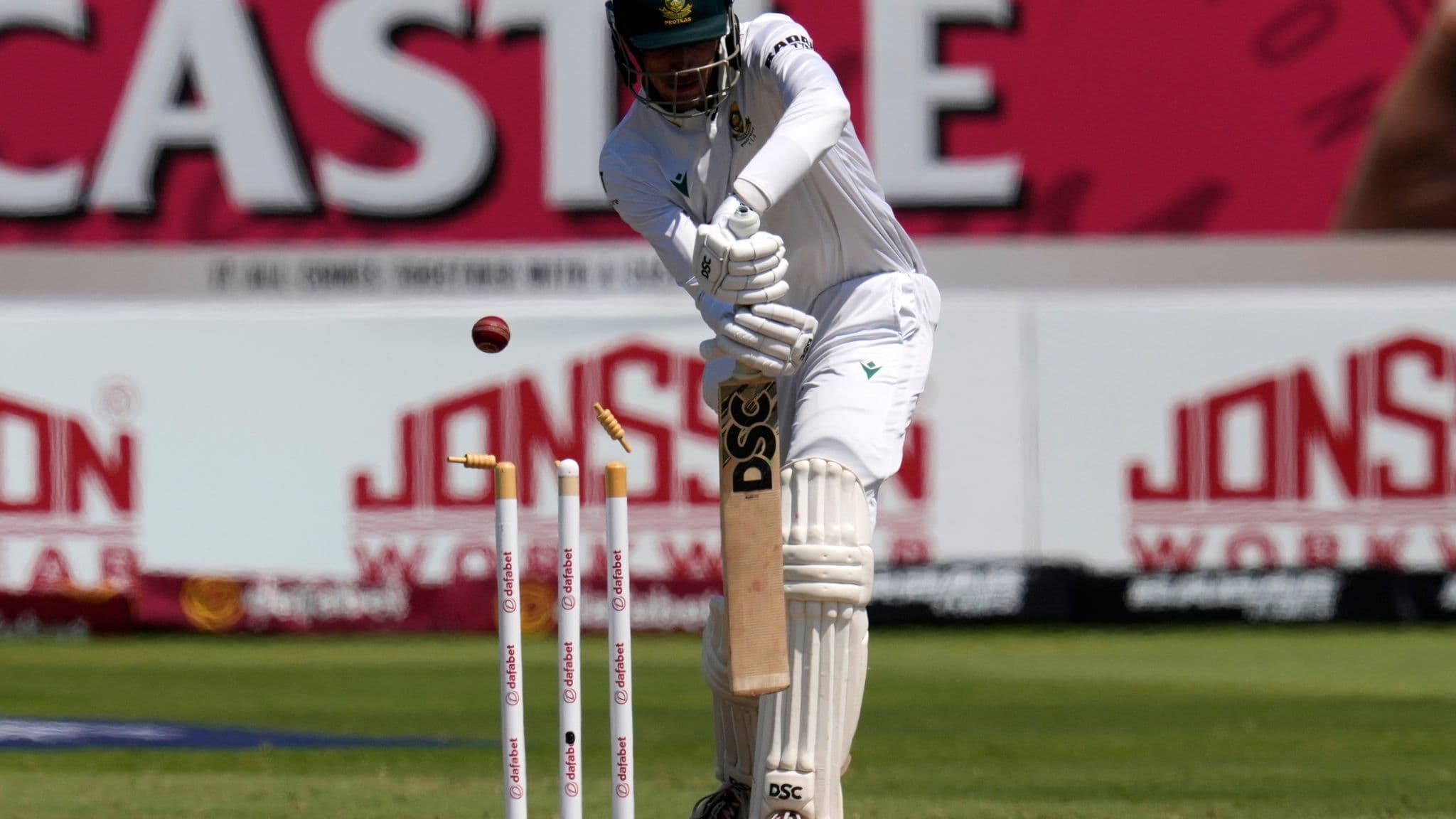 Marco Jansen was bowled by Josh Hazlewood as Australia closed in on victory in Durban