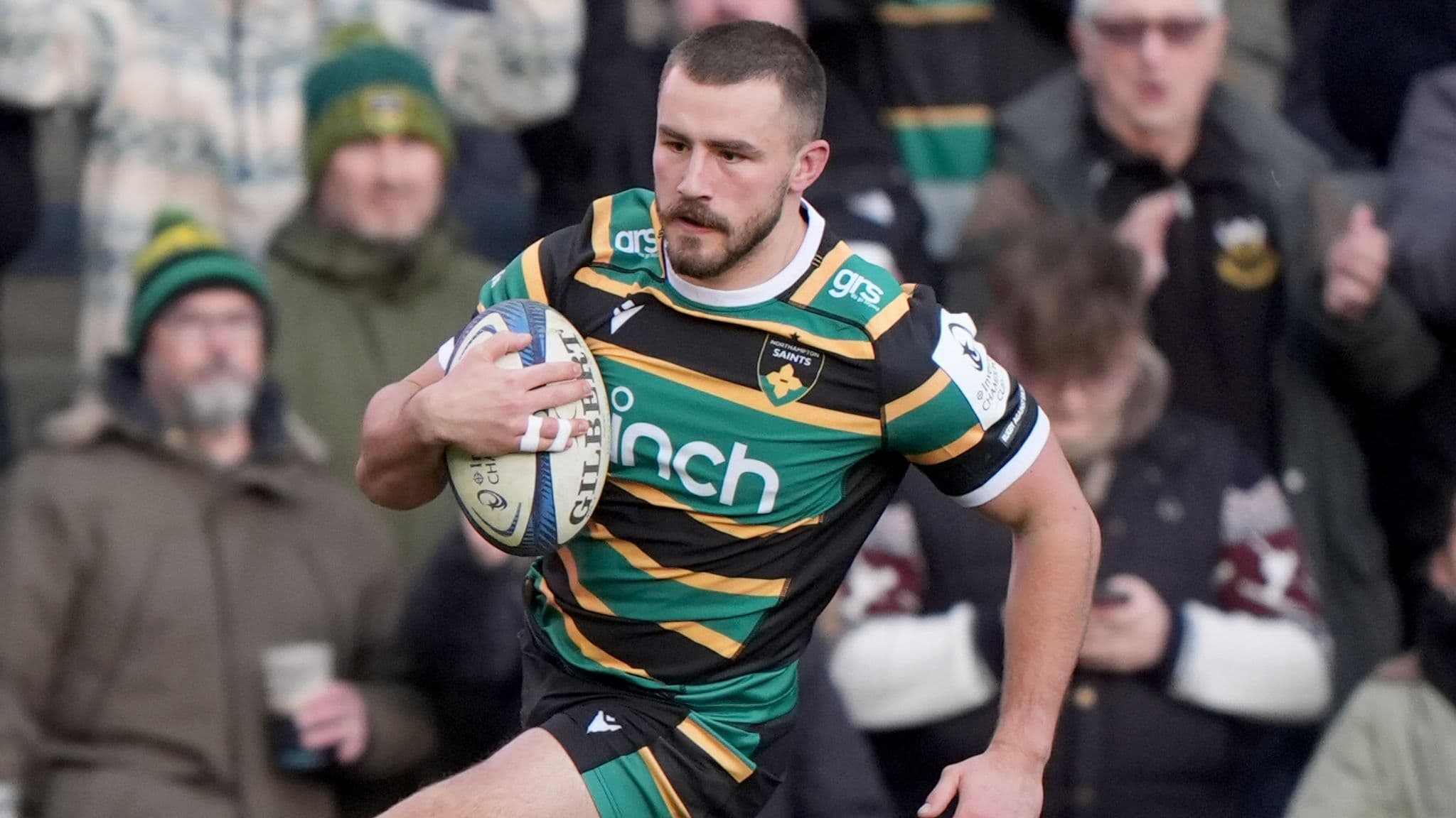 Northampton Saints' Ollie Sleightholme scored a hat-trick in an astonishing afternoon at Franklin's Gardens