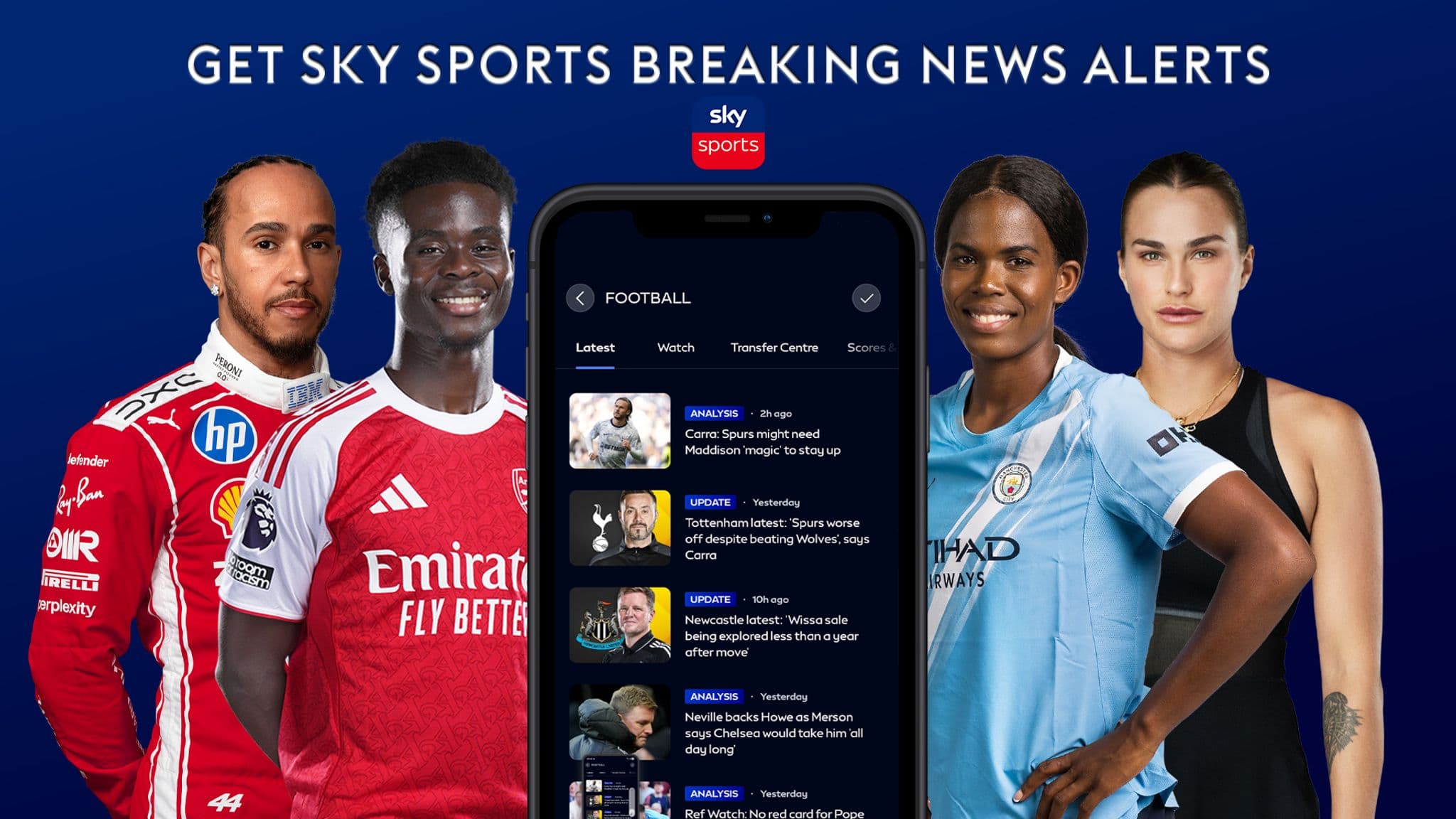 Stay informed with Sky Sports app notifications tailored to your interests