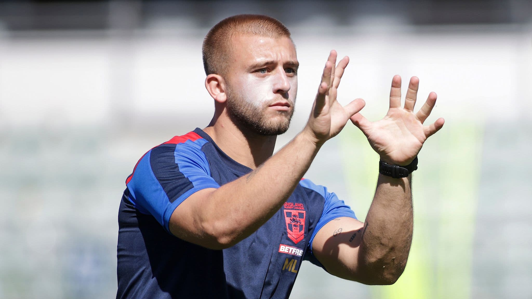 England's Mikey Lewis spoke to media on Wednesday, saying he has 'earned' his Rugby League World Cup spot